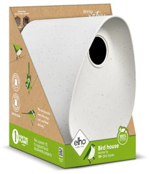 Elho Essential Bird House 18cm - Vogelhaus - für über 11 Arten - 100% Recyceltem Plastik - L18 x B21.1 x H23 cm - Grau/Faseriges Grau
