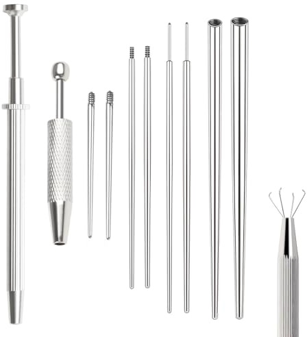 10PCS Piercing Ball Grabber Tool Kit with Needles for Nose Lip Ears Navel | Flat Back Earring Applicator, Piercing Changing Taper & Insertion Tool, Stainless Steel Jewellery Change Kit Size 16G 18G 20G