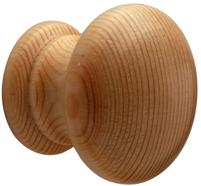 Gedotec 10 Stück Möbelknöpfe Holz Kiefer | Ø 34 mm | JENNIFER | Möbelgriffe mit Gewindeeinsatz | Schrankknöpfe & Türknöpfe für Schränke, Kommoden & Möbel | Möbelknauf & Schrankknauf