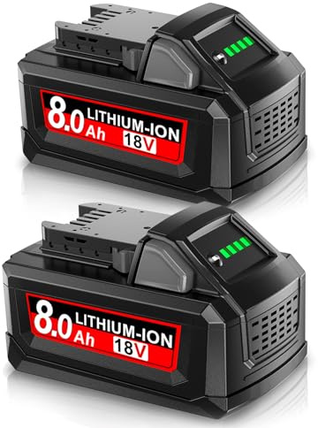 2X 8,0 Ah/8000 mAh pour Milwaukee M18, Powtree Remplacement Batterie pour Milwaukee 18V 48-11-1810 48-11-1820 48-11-1850 48-11-1828 48-11-1860 avec écran (Lithium/Rouge)