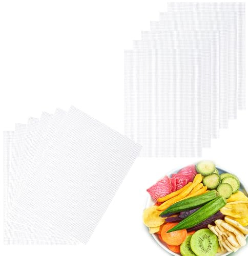 PWGHWG 12 STK Dörrfolie für Dörrautomat 39×28cm Silikon Dehydrator Blätter | Antihaft Dampfmatten Wiederverwendbar Matte für Dörrautomat Weiß Dehydrator Matten für Obsttrockner