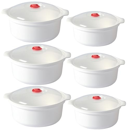 6 tlgs Mikrowellengeschirr mit Deckel Kunststoff Set, 900-1400ml,BPA-freier | Runde Mikrowellenschüssel - Frischhalte- & Tiefkühlset zum Aufwärmen in Mikrowelle, Gefrierschrank- & Spülmaschinenfest