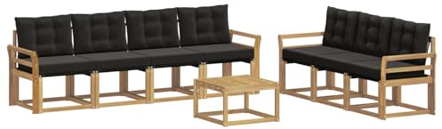 vidaXL Outdoor-Sofagarnitur mit Kissen 8 pcs Weiß und Schwarz, Moderner Garten-Sofa, strapazierfähiges Outdoor-Sektionen-Set, bequemes Terrassenmöbel, ideal zum Entspannen