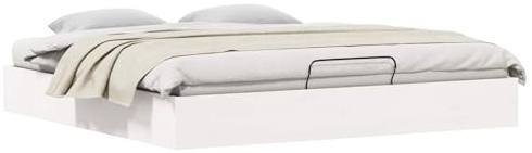 vidaXL Ottoman Bettgestell mit Stauraum Weiß 180 x 200 cm, Hübsches Staubett, modernes rechteckiges Design, Gaslift-Rahmen, praktischer Platzsparer, massives Kiefernholz