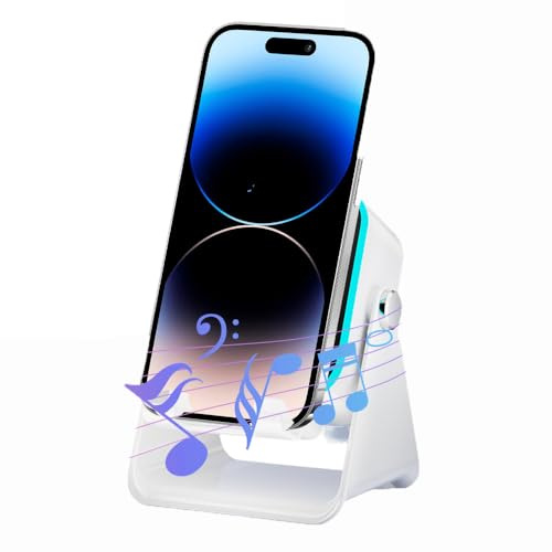 NPLSEO 5-in-1 Wireless Induction Bluetooth Speaker with Adjustable Phone Stand – Stereo Sound, 8 RGB Ambient Lights, Portable Rechargeable Speaker for iPhone & Android (White)
