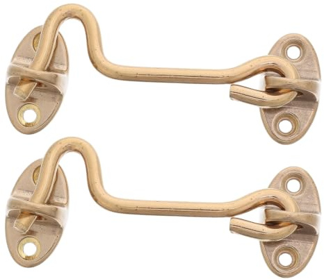 WRITWAA 2 ganci e occhielli di chiusura per porta a zanzariera, 8,5 cm, 2 punti di fissaggio, antivento, robusti, ideali per porte scorrevoli, finestre, recinzioni in legno, per garantire la privacy e