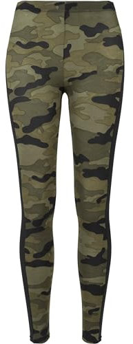 Urban Classics Damen Urban Classics Dames Camo Stripe Leggings, Mehrfarbig (Woodcamo / Blk 00459), 46 EU