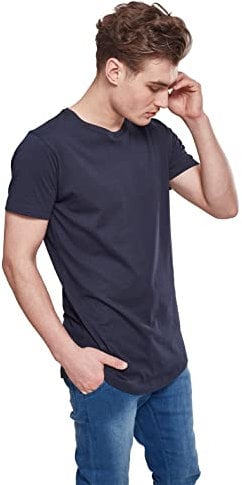 Urban Classics Men's Shaped Long T-Shirt, navy, Large (Manufacturer Size: L)