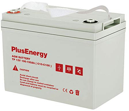 Plusenergy Batteria AGM TP-150 12V 100AH(C10) 150AH(C100) Ideale per Camper, Camper, Barca e Installazione Solare…