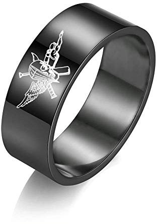 NA 8 mm breiter Titanstahl US Marine Force Recon Militärringe für Männer Frauen, Silber/Schwarz/Gold Größe 5-13