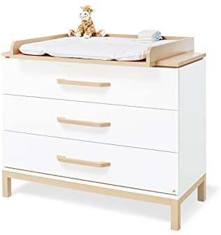 PINOLINO Wickelkommode Light breit, mit abnehmbarem Wickelaufsatz, 3 Schubkästen, Self-Soft-Close, Dekor