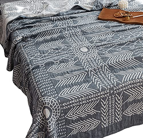 MEJU Indische Boho-Musselin, leichte Sommerdecke für Bett, Sofa, Couch, 100% gekämmte Baumwolle, 3-lagig, weich, warm, schnell trocknend, Überwurf, Bettdecke, Bettlaken (Boho, Twin 152,4 x 203,2 cm)
