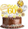 Yitla 24 Stücke Tortendeko 60 Geburtstag, Happy Birthday Kuchen Deko mit Kerzen, Gold Silber