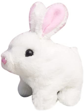ISAKEN Doudou Lapin Électronique à Poils Longs - Peluche Interactive Qui Court et Aboie - Jouet Simulation - Cadeau pour Enfants