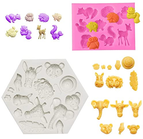 2 Pièces Moule Forêt Animal Fondant, Moule Animal Forêt, Jungle Safari Animal Gâteau Moule, Forêt Animaux Moule En Silicone, Moules Silicone Animaux de La Forêt 3d, pour Décorer des Gâteaux Outils