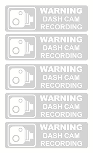 3.5x1.1 inch 5pcs Clear White Warning Dash cam Recording Sticker for Inside Car