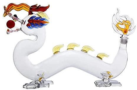 XWZ High Capacity Zodiac Dragon Whiskey Decanter, Clear Glass Wine Decanters Liquor Decanter With Gift Box, For Scotch Vodka, Whiskey, Scotch, Rum, Tequila(Size:1000ml)