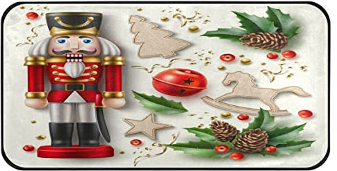 Realistic Christmas Nutcracker Kitchen Floor Mat Non Slip Absorbent Bath Rug Comfort Standing Mat Runner Rug for Bathroom Hallway Entryway Living Room Bedroom 39 x 20 Inches
