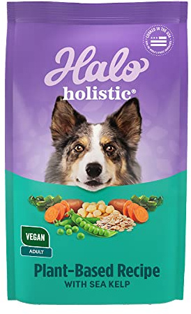 Halo Holistic Vegan Dog Food, Plant-Based Recipe with Kelp, Dry Dog Food, Complete Digestive Health, Kibble for Adult Dogs, 3.5 lb Bag
