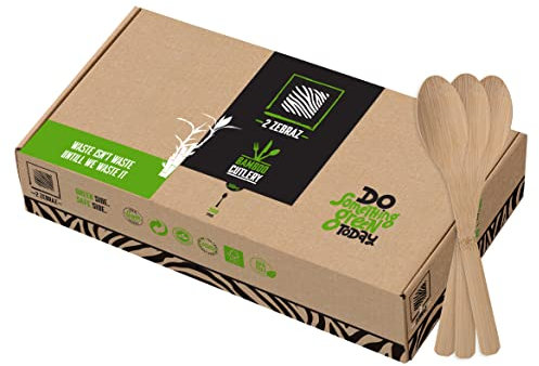 2ZEBRAZ - Set di 300 cucchiai di posate biodegradabili per feste, eventi, barbecue e campeggio, riutilizzabili o usa e getta, lisci, durevoli, inodori, resistenti posate