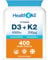 Health4All Vitamin D3 4000iu & Vitamin K2 200ug (Natural MK7) 400 Tablets (1+ Year Supply) Vegan Vitamin D3 K2 Supplement, High Strength MK-7 from Natto, Made in The UK