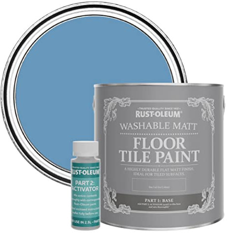 Rust-Oleum Blue Washable Matt Floor Tile Paint - Cornflower Blue 2.5L