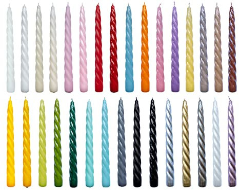 holiki gedrehte Kerzen No. 1 in Weiß Matt - 6 stück Twisted Candles I gedrehte Spiralkerzen Stabkerzen Spitzkerzen - 23 x 2,2 cm - Trendkerzen