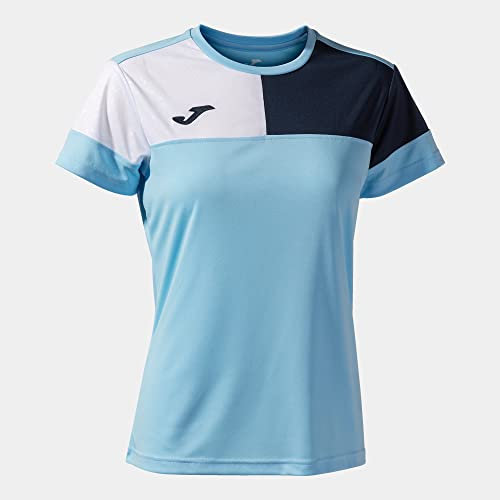 Joma Kurzarmshirt Frau Crew V himmelsblau Marineblau Weiss