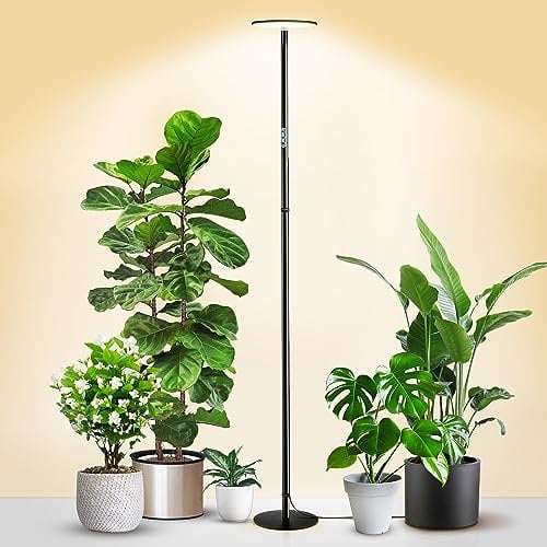 chiphy Grow Light for Indoor Plants, All Metal Floor Plant Light, 40W 4000 Lumen Dimmable Grow Light, Natural Sunlight, 69 Heights Adjustable Tall Lamp for Houseplants