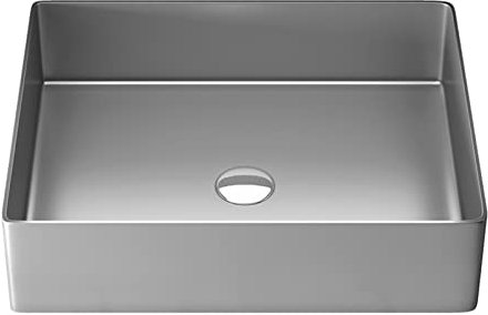 Lavabos de Baño de Encimera Lavabo sobre encimera de acero inoxidable Lavabo for baño de hotel Lavabo sobre encimera rectangular Lavabo artístico, L 19.7 pulgadas × W 15.7 pulgadas × H 5.1 pulgadas La