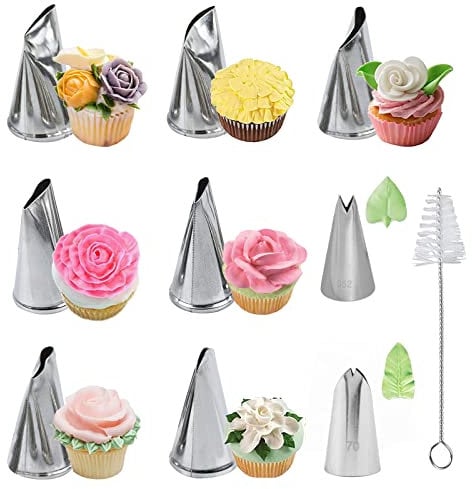 Pétale Douille Patisserie, 10 pièces douille patisserie douille fleur kit patisserie gateau en acier inoxydable Douille Pétale de Fleur pour desserts DIY Cupcake