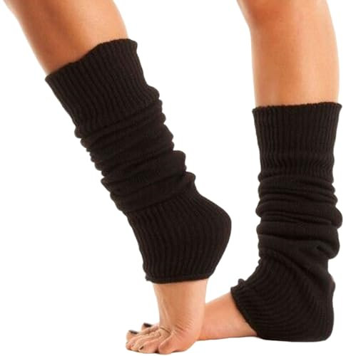 Lizzy Leg Warmers Rainbow Florescent Stripe | 80s Neon Teen Womens Adult Girl Fancy Dress Accessories Dance ware Hen Party Tutu Accessory | One Size (Black)