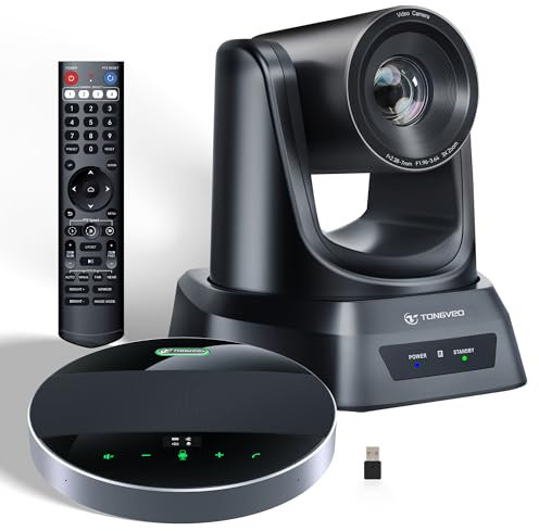 TONGVEO Konferenzraum-Kamera-System mit Bluetooth-Mikrofon, 3X optischer Zoom 1080P 60fps USB 3.0 PTZ-Kameraund Bluetooth-Freisprecheinrichtung mit Mikrofonen für Teams, Zoom, OBS, Skype