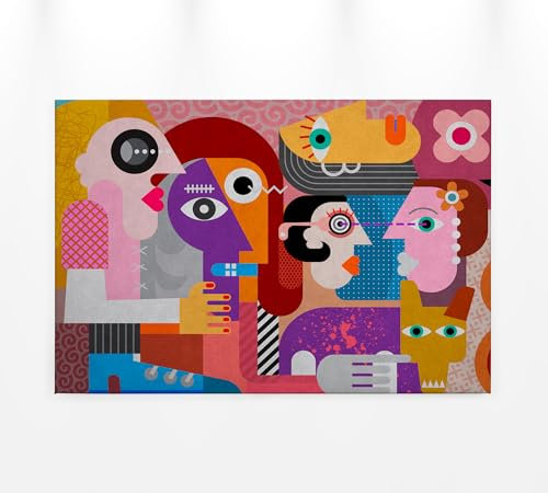 A.S. Création Leinwandbild Menschen abstrakt - Kunstdruck blau gelb - 90x60 cm Querformat - Moderne Wanddekoration Schlafzimmer Wohnzimmer Küche - Bild auf Keilrahmen