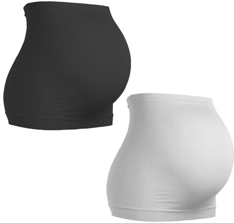 LATRAT Lot de 2 ceintures de soutien abdominal de maternité réglables pour la grossesse et la puerpéralité (gris, noir)