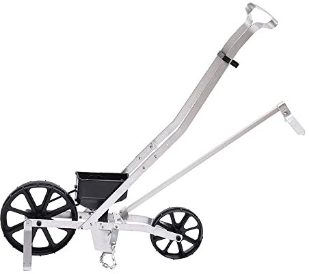 Froulaland Spargitore universale per dibel, seminatrice a grana singola, in alluminio, per applicazione di fertilizzanti (nero+argento)