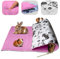 NEO SOLVO Fleece Spielplatzmatte für Meerschweinchen und Kaninchen - Alles in einem: eine Decke, EIN riesiger Tunnel, EIN Haus, EIN Kissen und EIN Bett - 60 cm x 120 cm - Rosa