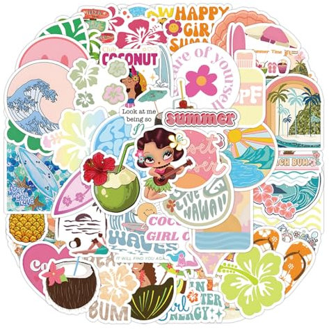 Eugelrom Set di 50 Adesivi Stickers, Decalcomania in Vinile Impermeabile, Adesivi Decorativi per Ragazzi, Adatto a Cellulare, Laptop, Bottiglia d'Acqua, Valigia - Ragazza cocco