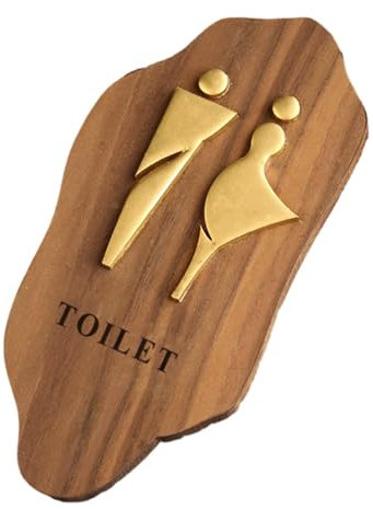 MagiDeal Panneau de toilette en bois avec ruban adhésif, panneau de salle de bain, signalisation moderne unisexe, panneau de toilettes pour entreprise, bureau, 25cmx12cm Universel