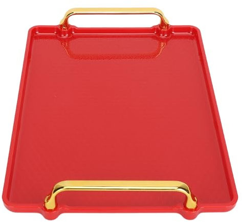 Elegant Exquisite Texture Ergonomic Serving Tray with Handles, Neat Storage, Delicate Design, Material for Friendship, Wedding, Housewarming and Indoor Decoration (Red)