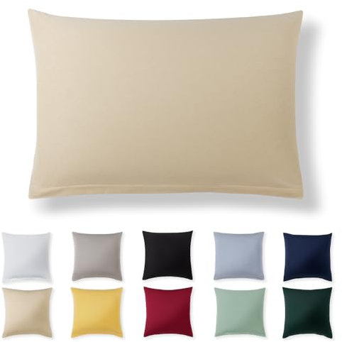 Alreya Kissenbezug 40 x 60 cm - Beige - 100% Jersey Baumwolle - Kissenhülle für Kissen 40x60 cm, Jersey Kopfkissenbezüge, Superweicher Kissenbezug 40x60 mit Reißverschluss