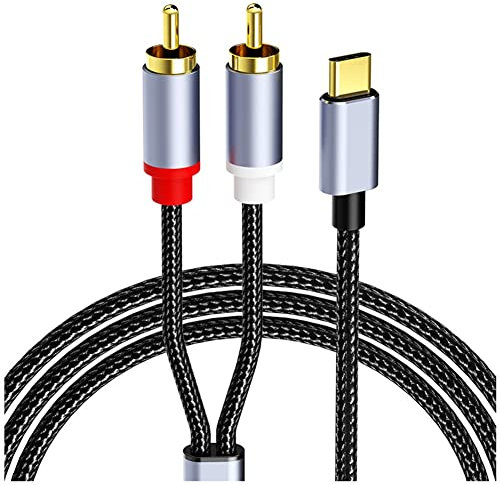 Kuuddker Adaptateur de Câble Audio USB C Vers 2RCA Type-C Vers Double Cordon Audio VidéO USB RCA Compatible avec pour TéLéPhone, Tablette, 1M