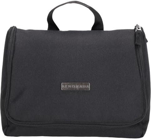 Kenorada Kulturbeutel SoftLITE | Kulturtasche mit praktischer Innenaufteilung | herausnehmbarer Spiegel | versteckbarer Aufhängehaken (schwarz, Kulturbeutel)