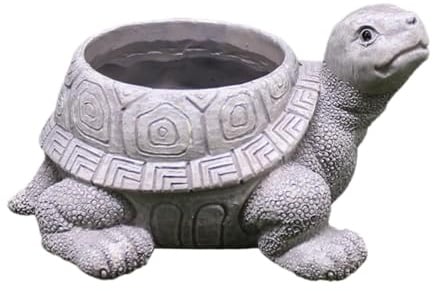 Schildkröten Pflanztopf, Kunstharz, Blumentopf, Ornament, Vase, Topf, Schildkröte, Blumentopf für Garten, Restaurant, Hotel, Rasen, Bauernhaus, grau