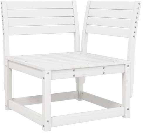 vidaXL Garten Ecksofa, Gartensofa Modular mit Latten-Design, Outdoor Sofa mit Rückenlehne, Holzsofa Gartenmöbel Gartengarnitur, Weiß Massivholz Kiefer