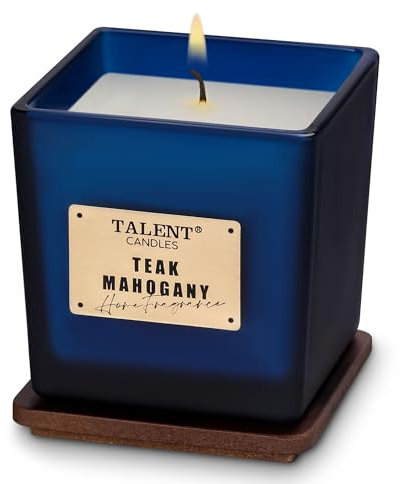 TALENT Duftkerzen, Soja-Kerzen für Zuhause, 200 ml, Aromatherapie-Kerzen mit Deckel, Kerzengeschenke, Teak Mahagoni