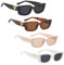 GOLRISEN 4 Stück Damen Sonnenbrillen Rechteckig Sonnen Brille Fahrradbrille Radsportbrillen UV400 Schutz Sonnenbrille Damen Sunglasses Trendy Brille 4 Farben Sonnenbrille für Draußen Reise Camping
