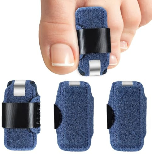 Corrector de dedos en martillo, 3 unidades, férula de los dedos de los pies, corrección de dedos de los pies, corrección de dedos de los pies y dedos para alinear y apoyar los dedos (azul)