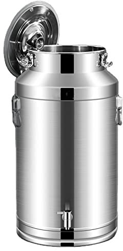 Bidón de acero inoxidable genérico para transporte de leche con sello - Cubo de leche de 5 l/9 l/14 l con grifo para agua, vino, té - Recipiente para líquidos para productos lácteos para el hogar y la
