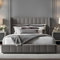 Furnishion Wingback Panel Ottoman Bed Double - Grey Velvet Double Bed with Storage - Upholstered Panel Double Bed and Mattress Included & 48inch High Headboard